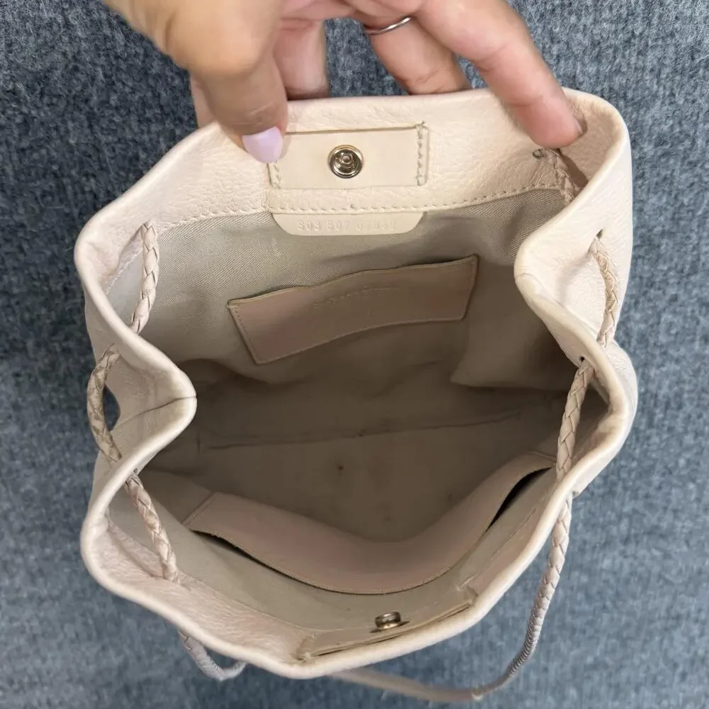 Shinola Leather Shoulder Tote Crossbody Bag Light Pink Braided Strap Minimalist